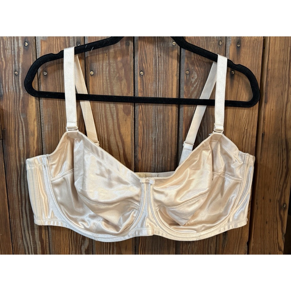 DELIMIRA Soft Strapless Bra Size 44F Unlined Underwire Minimizer Soft Tan NWT